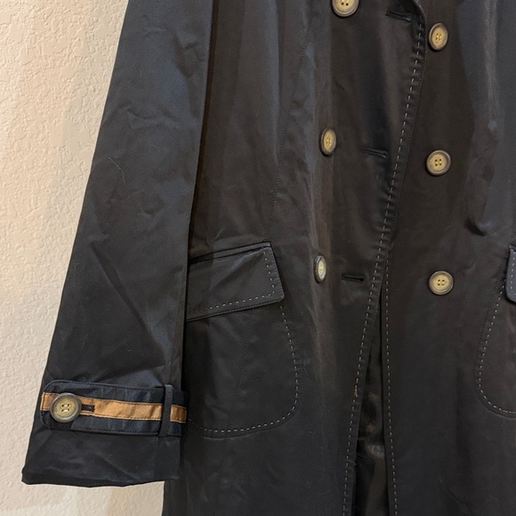 Cynthia Rowley Black Trench Coat with Button Accents - Picture 4 of 6